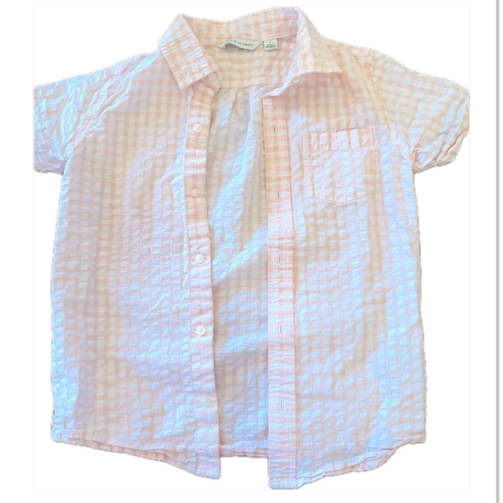 Janie and Jack Seersucker Button Down Pink Shirt